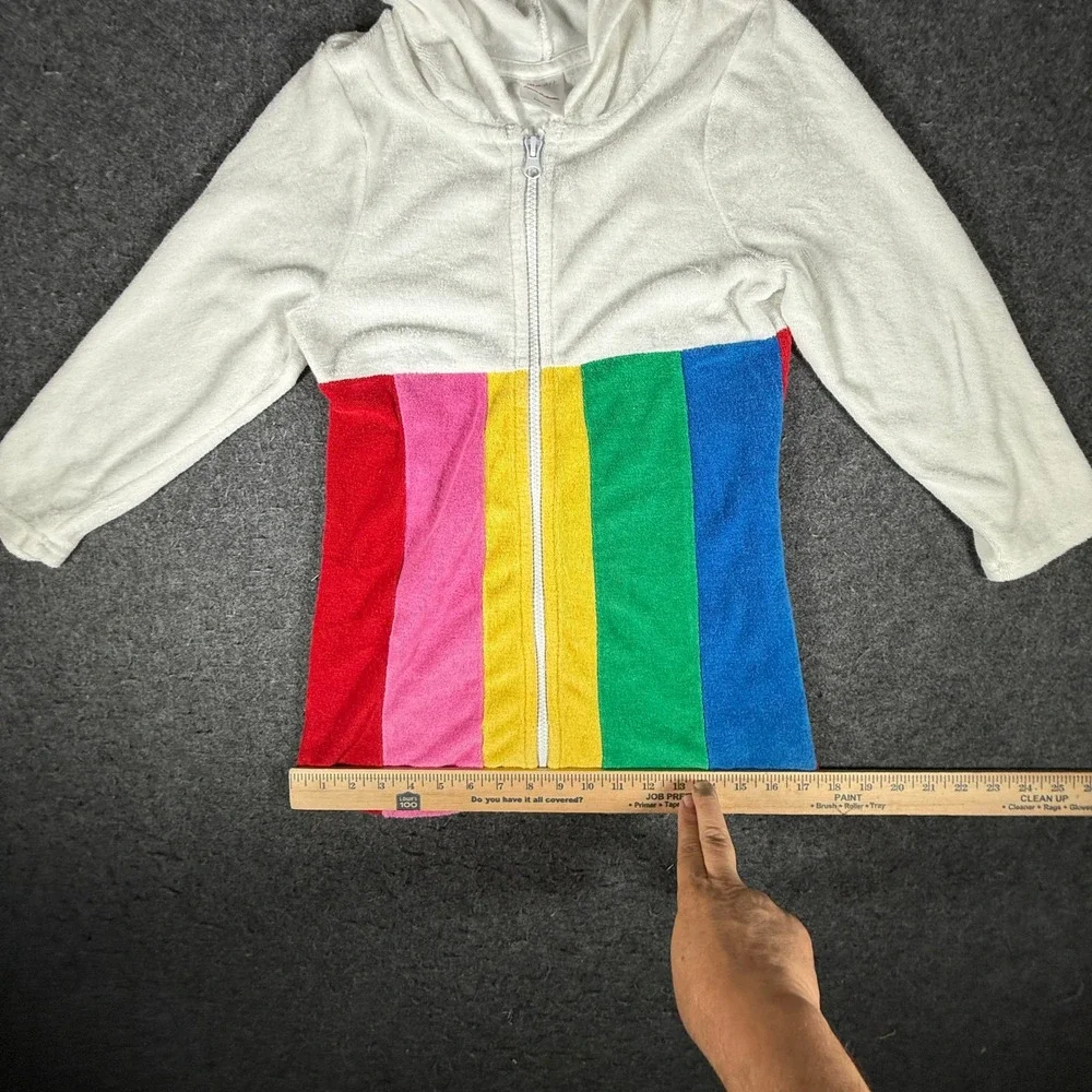 Hanna Andersson Girls Rainbow Terry Cloth Hooded Beach Cover Up Size 120 US 6-7